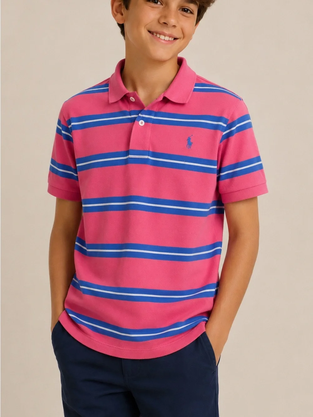 Polo by Ralph Lauren Pink Polo with Blue Stripes